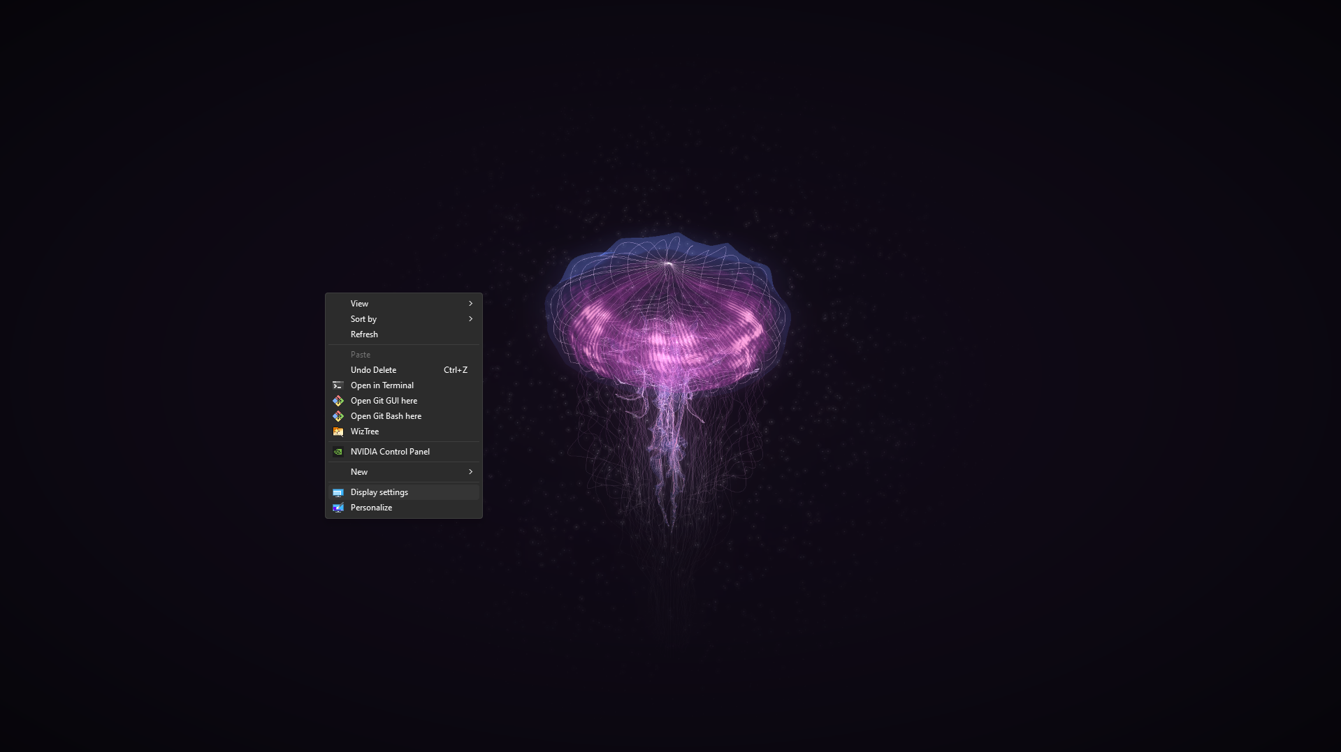 Placeholder image showing the 'Display settings' option in the context menu